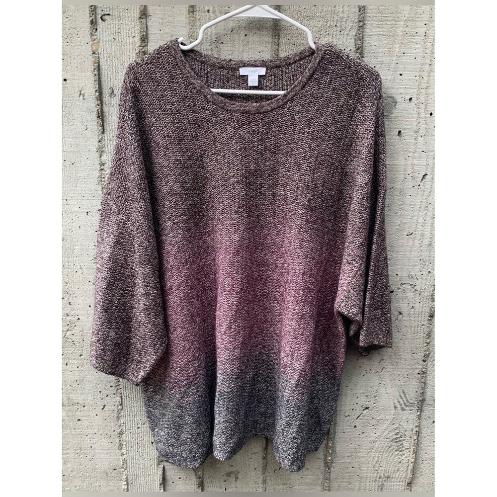 Pure Jill Women's Ombre Kimono Knit Sweater Cotton Blend Boho Effortless Chic XL